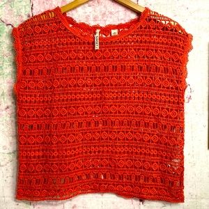 Sunset Rd. Burnt Orange Crochet Top